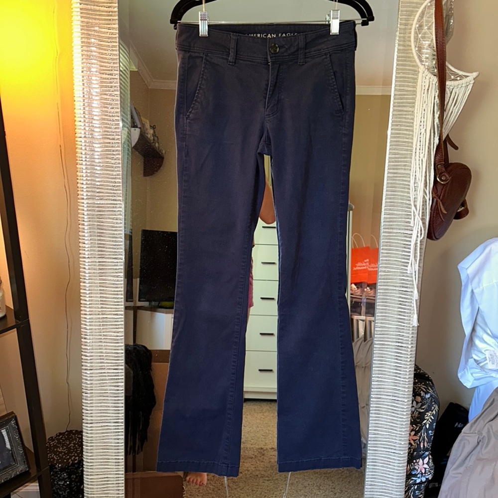 American Eagle Kick boot navy blue pants